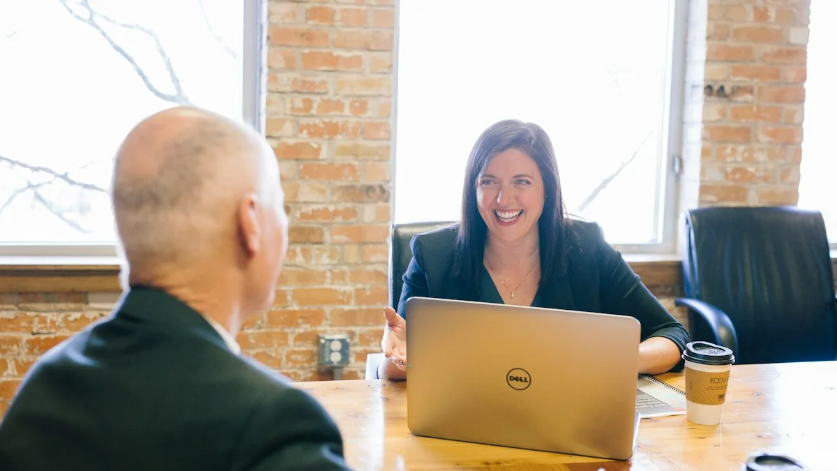 Hiring manager conducting structured interview with prospective business bookkeeper - Snipay